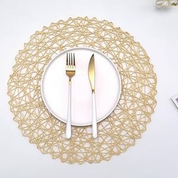 8 pieces Placemats|Creative Round Braided Table Mat For Kitchen - Picture 4 of 9